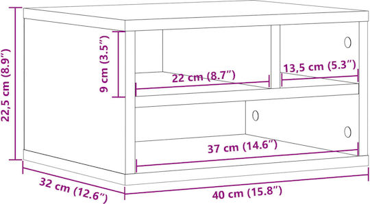 Printer Table Stand Grey Sonoma 40x32x22.5 cm from Treated Wood