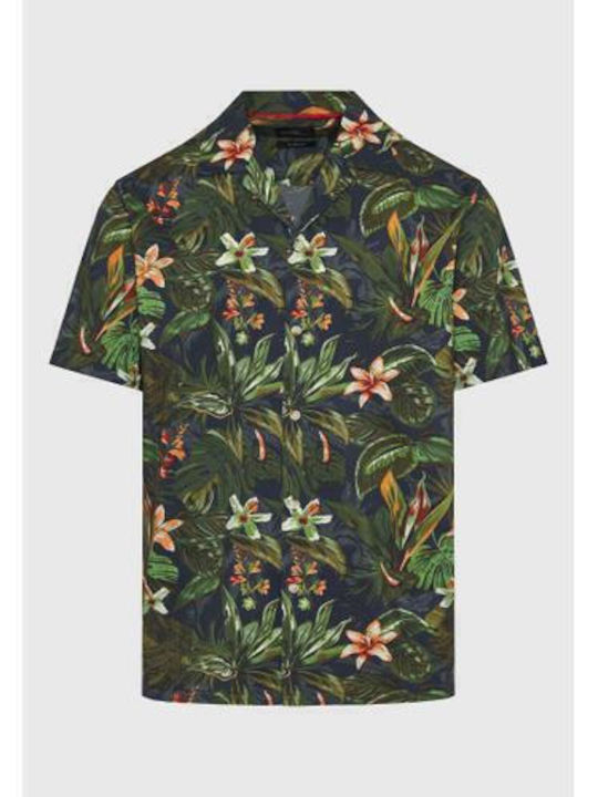 Κοντομάνικο Πουκάμισο σε Φαρδιά Γραμμή Floral Anthracite