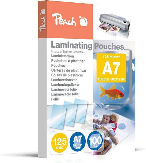 Peach Glossy Laminating Sheets A7 125 Microns 100 Pieces