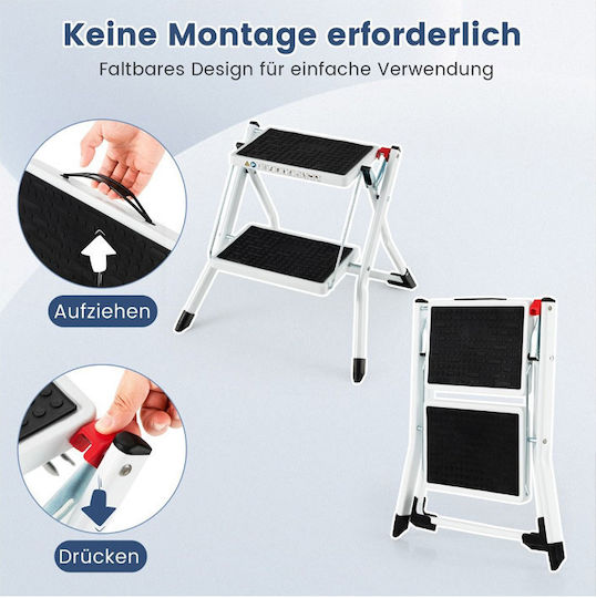 Costway Leiter Metallisch mit 2 Stufen 50cm