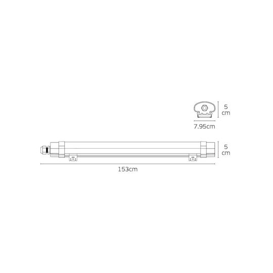 VK Lighting Lichtleiste Außenbereich mit integriertem LED 45W 153cm