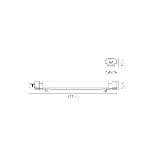 VK Lighting Lichtleiste Außenbereich mit integriertem LED 36W 123cm