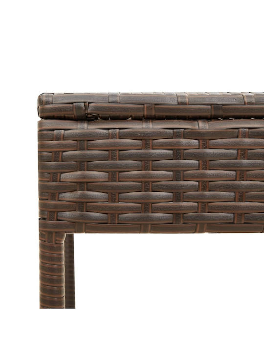 Deckchair Rattan with Cushion & Sunshade Brown with Table 200x55cm.