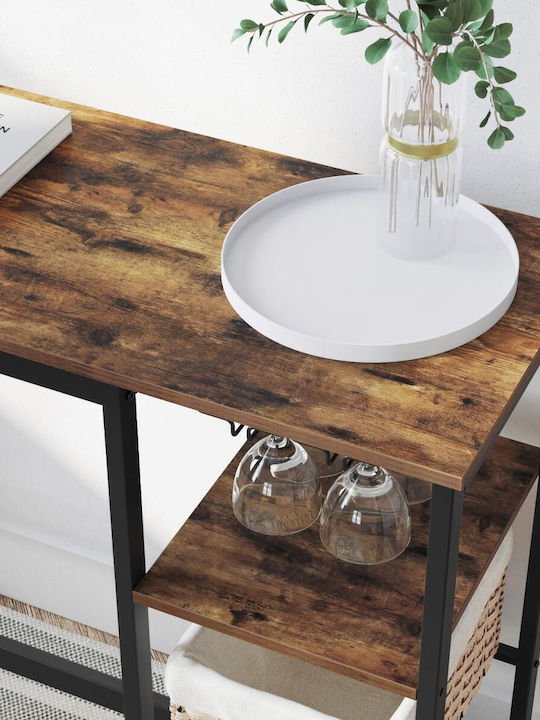 Masă Bucătărie din Lemn Masiv & Metal Rustic Brown 110x40x90buc