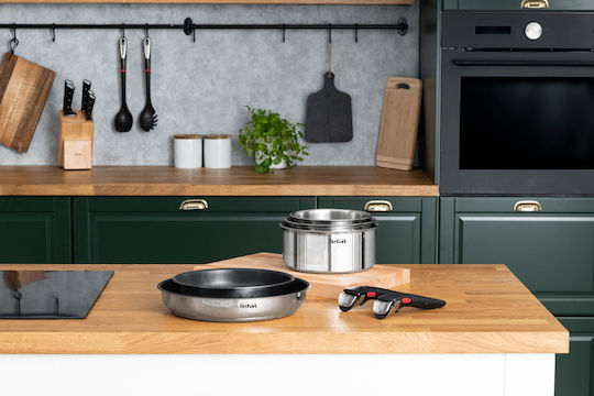 Tefal Ingenio Emotion Cookware Set Made of Stainless Steel Silver with Non-Stick Coating 8 Pieces