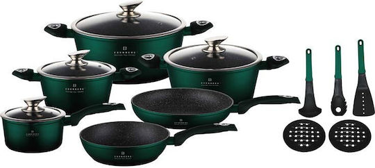 Edenberg Edenberg Cookware Set Aluminum Green with Non-stick Interior Coating 6 Pieces