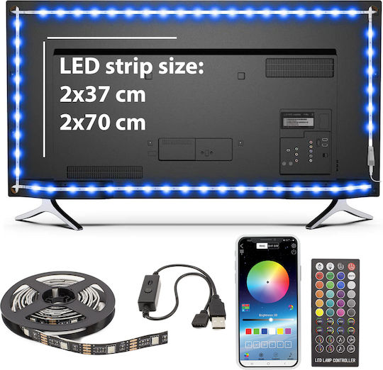Sunshine Inteligent Bandă LED Pentru televizor USB 5V RGB Lumină Tip SMD5050 cu Sursă de alimentare & Telecomandă