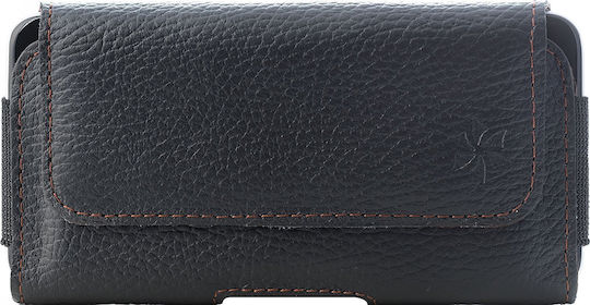 Honju Horizon Leather Belt Case with Magnetic Closure Universal for Samsung Galaxy S7 S8 S9 S10 S21 S22 S23 S24 Xcover Black Hhsamsung