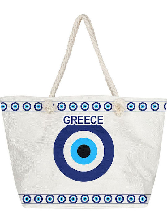 Summertiempo Stoff-Strandtasche Weiß