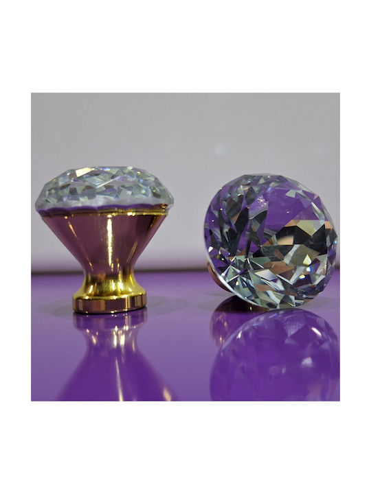 ACM Knob Furniture made of Zamak & Metallic & Crystal in Gold Color 11850 1pcs