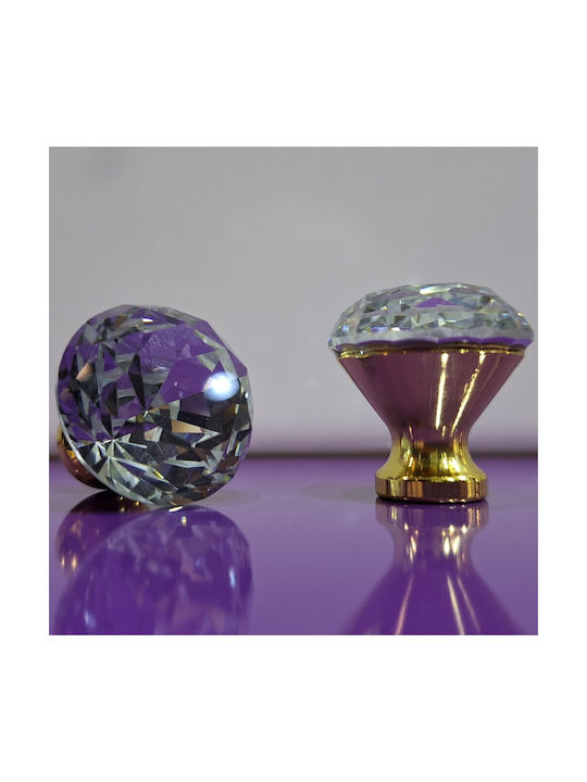 ACM Knob Furniture made of Zamak & Metallic & Crystal in Gold Color 11850 1pcs