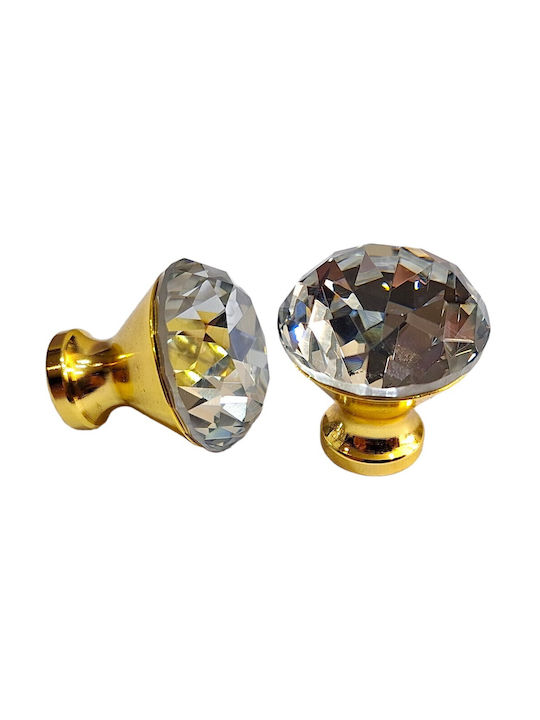 ACM Knob Furniture made of Zamak & Metallic & Crystal in Gold Color 11850 1pcs