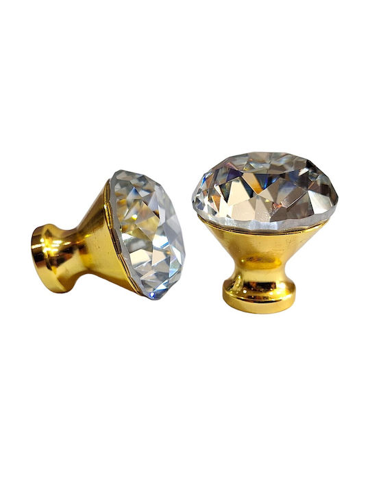 ACM Knob Furniture made of Zamak & Metallic & Crystal in Gold Color 11850 1pcs