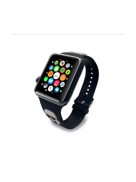 Karl Lagerfeld Karl & Choupette Heads Λουράκι Σιλικόνης Μαύρο (Apple Watch 38/40/41mm)