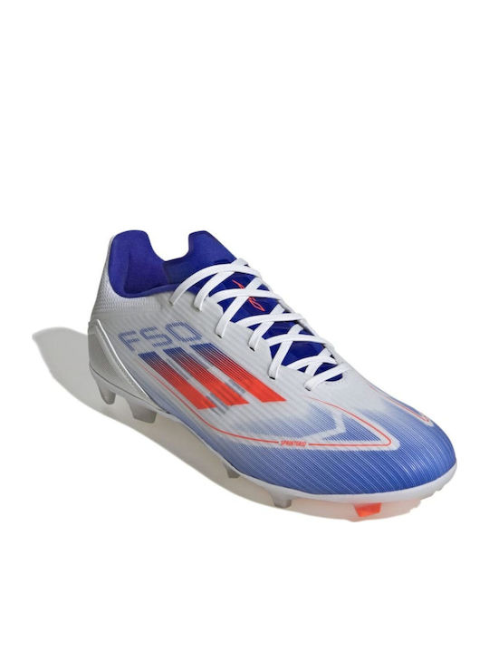 adidas F50 League Football Shoes with Cleats Cloud White / Solar Red / Lucid Blue