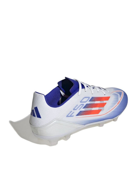 adidas F50 League Football Shoes with Cleats Cloud White / Solar Red / Lucid Blue
