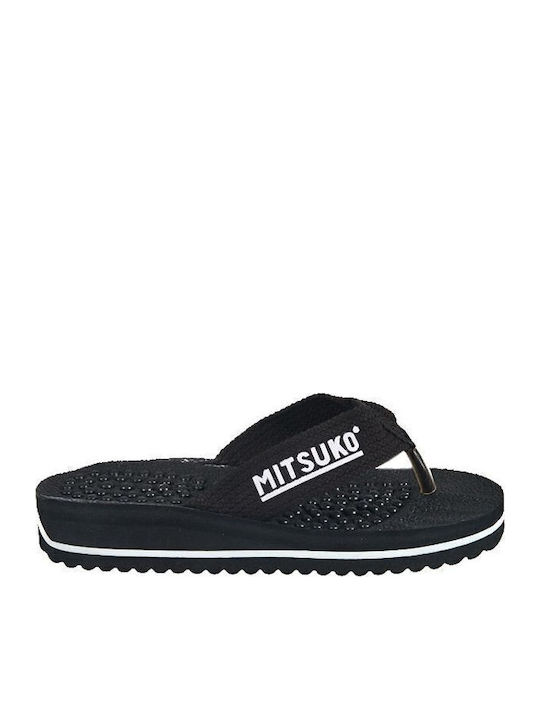 Mitsuko Sa05101w-bla Thong Flip Flop Logo Black