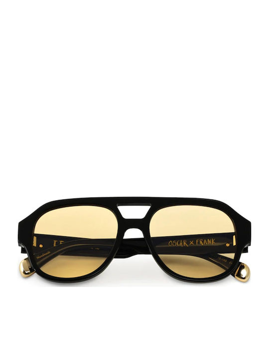 Oscar & Frank Le Style Damen Sonnenbrille mit Schwarz Kunststoff Gestell und Gelb Linse