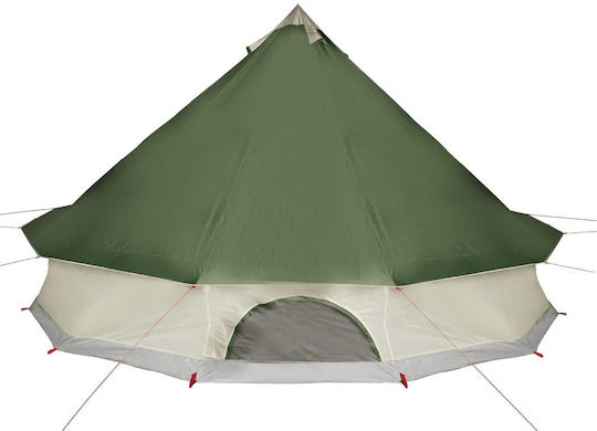 vidaXL Σκηνή Camping Teepee Πράσινη για 12 Άτομα 600x600x350εκ.