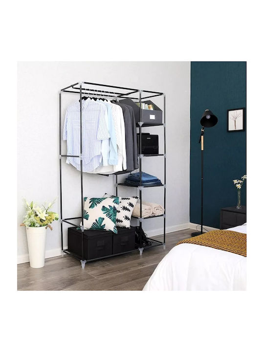 Dulap din material textil cu fermoar și rafturi în culoarea Negru 98.3x46x158cm