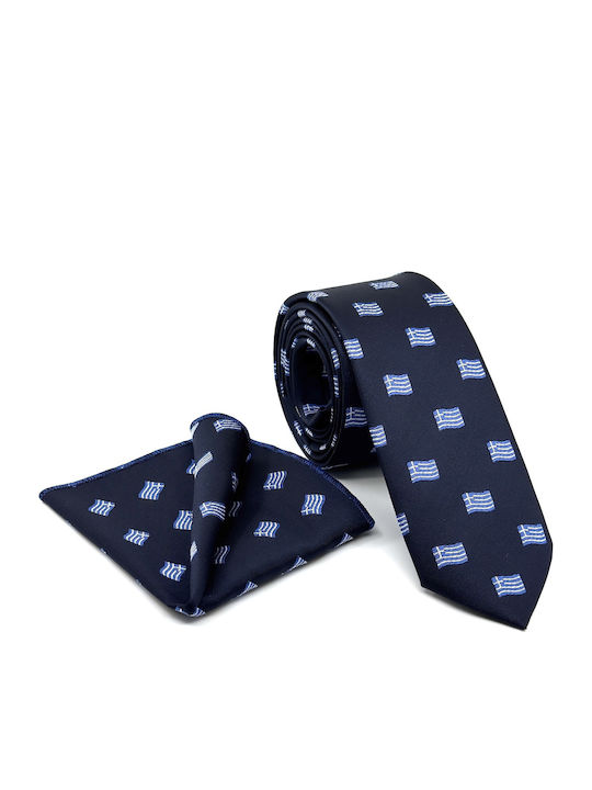 Legend Accessories Τυπου Micro Ανδρική Γραβάτα με Σχέδια σε Μπλε Χρώμα