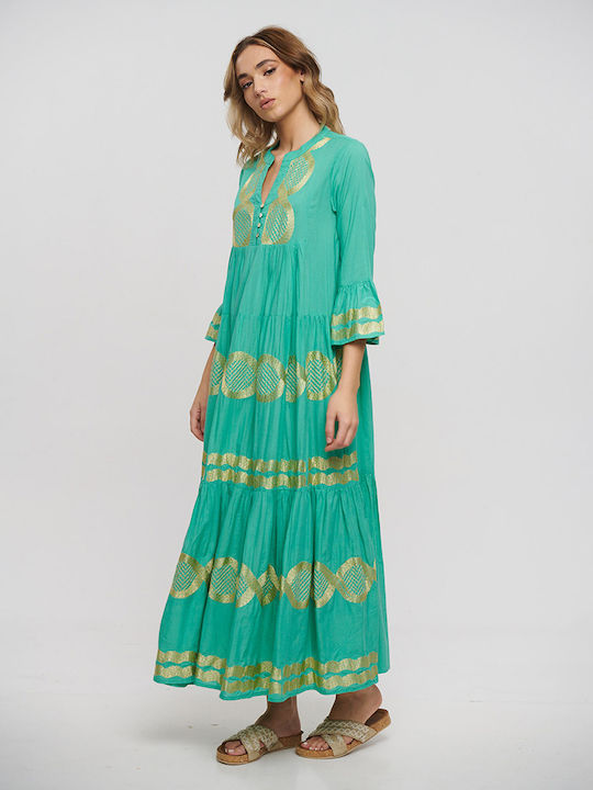 Ble Resort Collection Maxi Dress with Ruffle Green