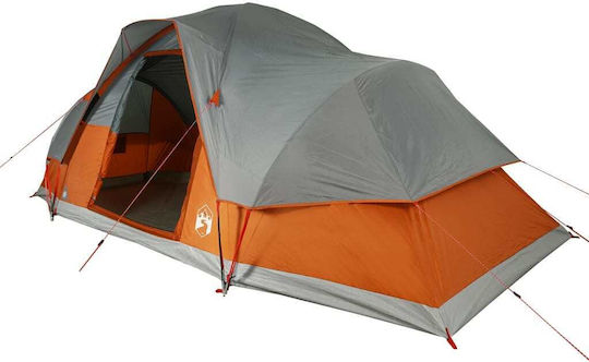 vidaXL Camping Tent Tunnel Orange 3 Seasons for 9 People 488x274x190cm