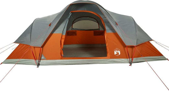 vidaXL Camping Tent Tunnel Orange 3 Seasons for 9 People 488x274x190cm