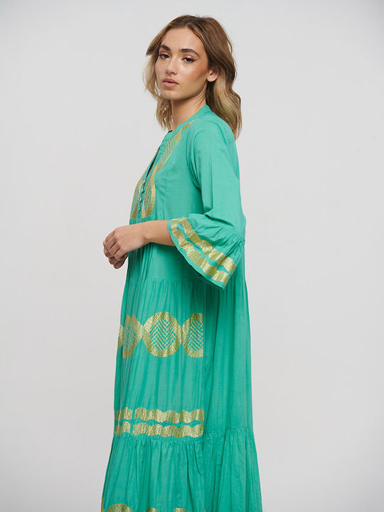 Summer Maxi Dress with Ruffles Green