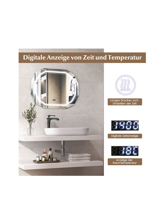 Costway Καθρέπτης Μπάνιου Led 91.5x71cm Ασημί