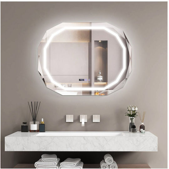 Costway Καθρέπτης Μπάνιου Led 91.5x71cm Ασημί