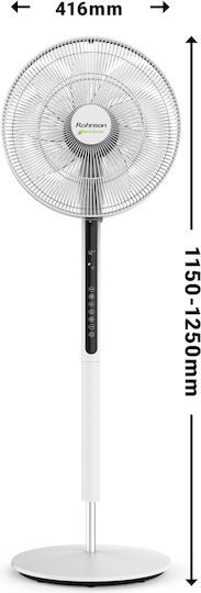 Rohnson Pedestal Fan 33W 35.5cm Diameter With Remote Control White