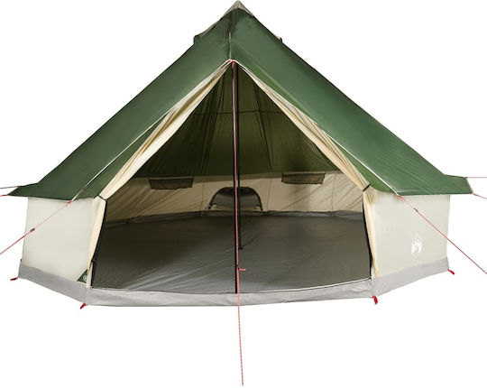 vidaXL Camping Tent Teepee Green 4 Seasons for 10 People 500x500x300cm