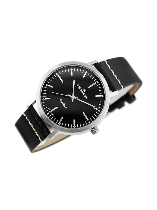 Jordan Kerr Ανδρικό Ρολόι 37mm Μπαταρίας με Μαύρο Δερμάτινο Λουράκι