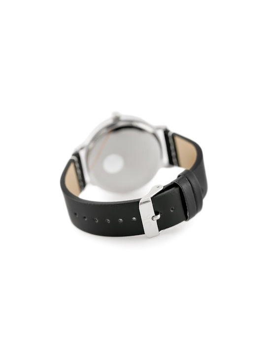Jordan Kerr Ανδρικό Ρολόι 37mm Μπαταρίας με Μαύρο Δερμάτινο Λουράκι