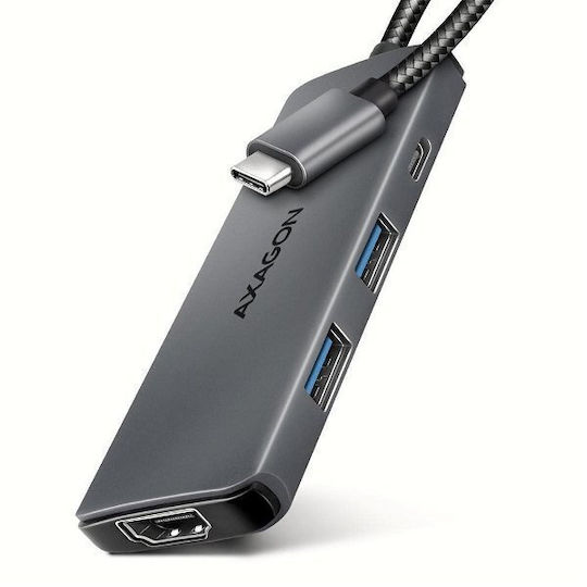 Axagon USB-C Docking Station mit HDMI 4K PD Gray (HMC-5H8K)