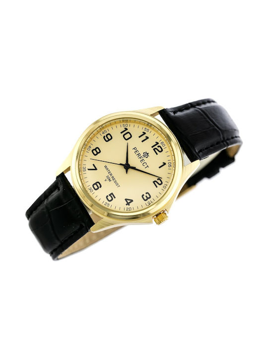 Perfect Uhr Batterie mit Gold Lederarmband