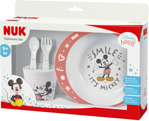 Nuk Feeding Set made of Melamine with Non-Slip Base White Mickey 3pcs for 9+ months