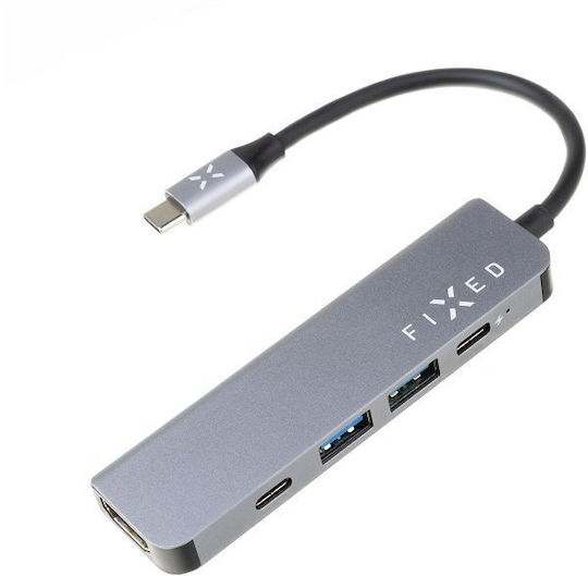 Fixed 5V1 USB-C Докинг станция с HDMI 4K PD Сив