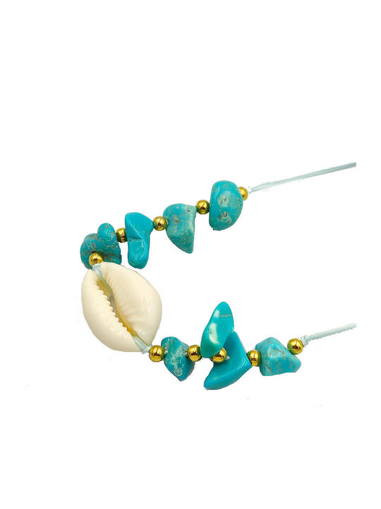 Blaues Fußarmband aus Kabel