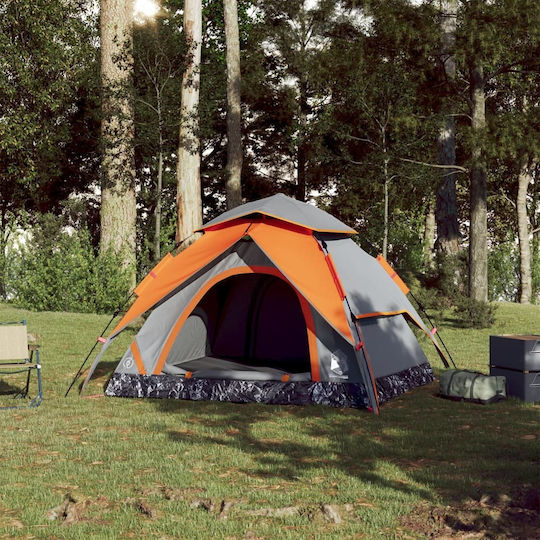 vidaXL Camping Tent Igloo Orange 3 Seasons for 3 People 370x180x116cm