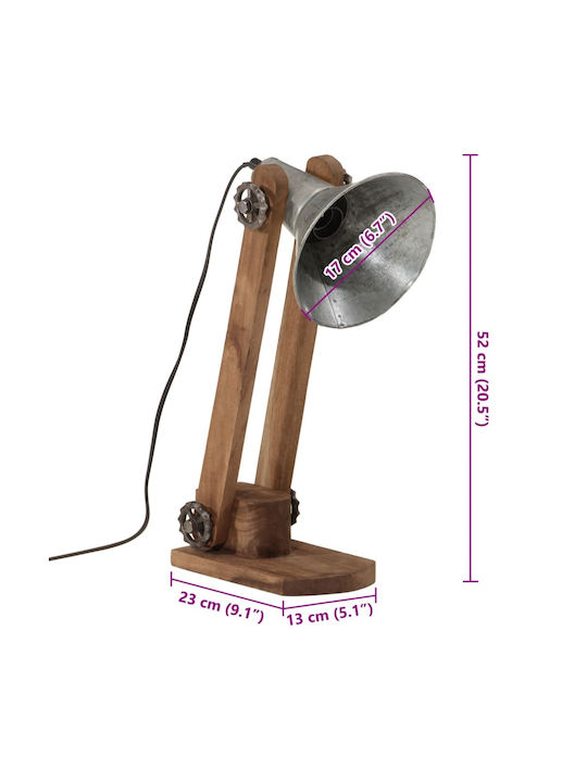 vidaXL Office Lamp for Socket E27 in Silver Color