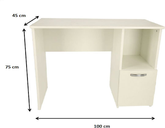Birou Boston Din Lemn Alb 90x45x75 cm