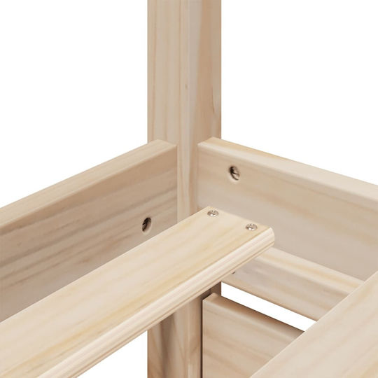 Bed Single Made of Solid Wood Brown with Slats for Mattress 75x190cm