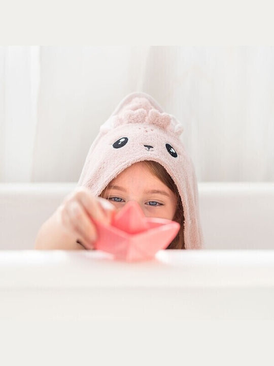 Bonjour Bebe Βρεφική Κάπα-Μπουρνούζι με Κουκούλα Deer Pink 100x100εκ.