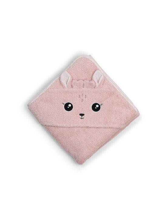 Bonjour Bebe Βρεφική Κάπα-Μπουρνούζι με Κουκούλα Deer Pink 100x100εκ.