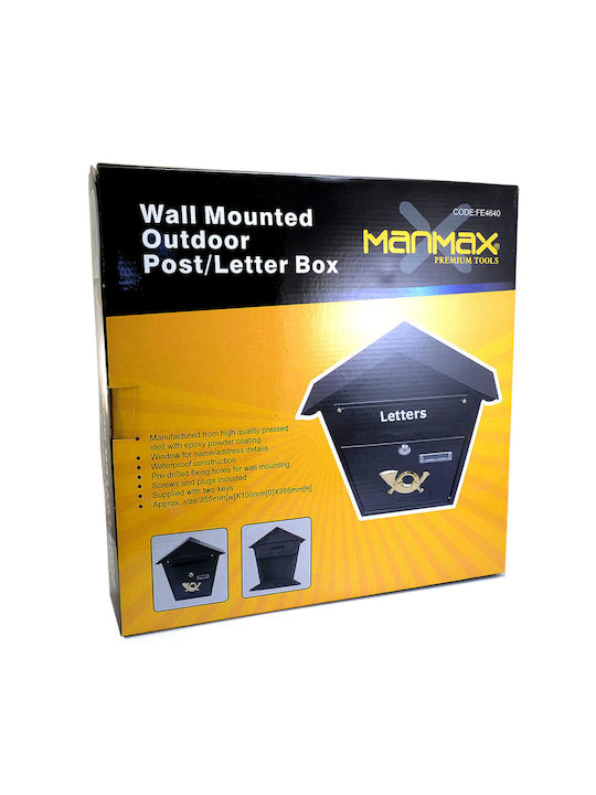 Strend Pro Cutie Poștală pentru Exterior Inox în Culoarea Negru 37x10x37cm