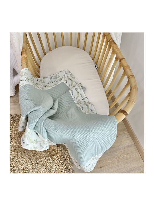 Velvet White Κουβέρτα Αγκαλιάς & Λίκνου Eucalyptus Πικέ Γκρι 65x65εκ.