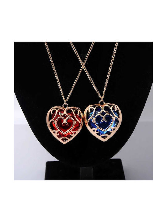 Blue Heart Pendant Necklace with Gold Casing Chain Blue Heart Pendant Necklace with Gold Casing Chain