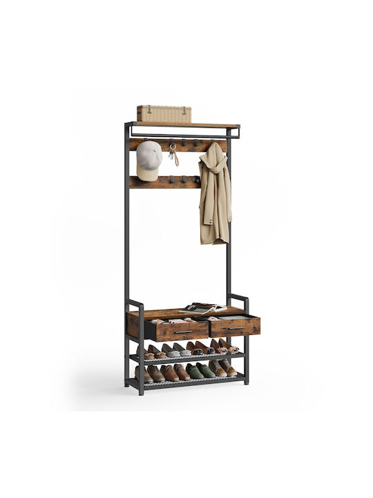 Eingangsmöbel mit Bank Vintage Brown/Black 80.4x30x181.6cm